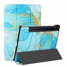 For Samsung Galaxy Tab S8 / Galaxy Tab S7 T870/T875 Silk Texture Colored Drawing Pattern Horizontal Flip Magnetic PU Leather Case with Three-folding Holder & Sleep / Wake-up Function(Marble Sands Blue) - 1