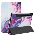 For Samsung Galaxy Tab S8 / Galaxy Tab S7 T870/T875 Silk Texture Colored Drawing Pattern Horizontal Flip Magnetic PU Leather Case with Three-folding Holder & Sleep / Wake-up Function(Marble Shiratama Purple) - 1