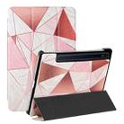 For Samsung Galaxy Tab S8 / Galaxy Tab S7 T870/T875 Silk Texture Colored Drawing Pattern Horizontal Flip Magnetic PU Leather Case with Three-folding Holder & Sleep / Wake-up Function(Marble Stitching Sand Pink) - 1