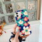 For iPhone 12 mini Flower Pattern TPU Shockproof Protective Case with Neck Lanyard (Blue) - 1