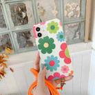 For iPhone 12 / 12 Pro Flower Pattern TPU Shockproof Protective Case with Neck Lanyard(White) - 1