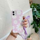 For iPhone 12 / 12 Pro Flower Pattern TPU Shockproof Protective Case with Neck Lanyard(Purple) - 1