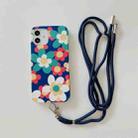 For iPhone 12 / 12 Pro Flower Pattern TPU Shockproof Protective Case with Neck Lanyard(Purple) - 3