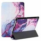 For Huawei MediaPad T5 10.1 / MediaPad M5 Silk Texture Colored Drawing Pattern Horizontal Flip Magnetic PU Leather Case with Three-folding Holder(Marble Shiratama Purple) - 1