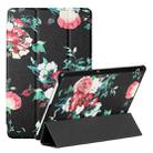 For Huawei MediaPad T5 10.1 / MediaPad M5 Silk Texture Colored Drawing Pattern Horizontal Flip Magnetic PU Leather Case with Three-folding Holder(Black Peony) - 1