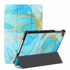 For Huawei Enjoy Tablet 2 / MatePad T 10S / T10 Silk Texture Colored Drawing Pattern Horizontal Flip Magnetic PU Leather Case with Three-folding Holder(Marble Sands Blue) - 1