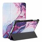 For Huawei Enjoy Tablet 2 / MatePad T 10S / T10 Silk Texture Colored Drawing Pattern Horizontal Flip Magnetic PU Leather Case with Three-folding Holder(Marble Shiratama Purple) - 1