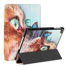 For Huawei Enjoy Tablet 2 / MatePad T 10S / T10 Silk Texture Colored Drawing Pattern Horizontal Flip Magnetic PU Leather Case with Three-folding Holder(Cat and Butterfly) - 1