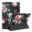 For Huawei Enjoy Tablet 2 / MatePad T 10S / T10 Silk Texture Colored Drawing Pattern Horizontal Flip Magnetic PU Leather Case with Three-folding Holder(Black Peony) - 1