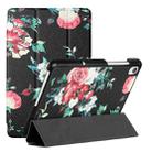 For Lenovo Tab M8 FHD TB 8705F/8705X/8505X Silk Texture Colored Drawing Pattern Horizontal Flip Magnetic PU Leather Case with Three-folding Holder(Black Peony) - 1