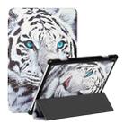 For Lenovo Tab M10 TB-X505F/X605F Silk Texture Colored Drawing Pattern Horizontal Flip Magnetic PU Leather Case with Three-folding Holder(Tiger) - 1