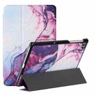 For Lenovo M10 Plus X606F 10.3 Silk Texture Colored Drawing Pattern Horizontal Flip Magnetic PU Leather Case with Three-folding Holder(Marble Shiratama Purple) - 1