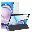 For Lenovo M10 Plus X606F 10.3 Silk Texture Colored Drawing Pattern Horizontal Flip Magnetic PU Leather Case with Three-folding Holder(Marble Shiratama Blue) - 1