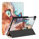 For Lenovo M10 Plus X606F 10.3 Silk Texture Colored Drawing Pattern Horizontal Flip Magnetic PU Leather Case with Three-folding Holder(Cat and Butterfly) - 1