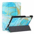 For Samsung Galaxy Tab A 8.0 2019 T290/T295/T297 Silk Texture Colored Drawing Pattern Horizontal Flip Magnetic PU Leather Case with Three-folding Holder(Marble Sands Blue) - 1