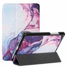 For Samsung Galaxy Tab A 8.0 2019 T290/T295/T297 Silk Texture Colored Drawing Pattern Horizontal Flip Magnetic PU Leather Case with Three-folding Holder(Marble Shiratama Purple) - 1