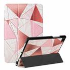 For Samsung Galaxy Tab A 8.0 2019 T290/T295/T297 Silk Texture Colored Drawing Pattern Horizontal Flip Magnetic PU Leather Case with Three-folding Holder(Marble Stitching Sand Pink) - 1