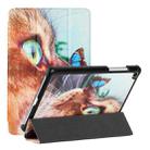 For Samsung Galaxy Tab A 8.0 2019 T290/T295/T297 Silk Texture Colored Drawing Pattern Horizontal Flip Magnetic PU Leather Case with Three-folding Holder(Cat and Butterfly) - 1