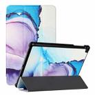 For Samsung Galaxy Tab A 10.1 2019 T510 Silk Texture Colored Drawing Pattern Horizontal Flip Magnetic PU Leather Case with Three-folding Holder(Marble Shiratama Blue) - 1