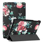 For Samsung Galaxy Tab A 10.1 2019 T510 Silk Texture Colored Drawing Pattern Horizontal Flip Magnetic PU Leather Case with Three-folding Holder(Black Peony) - 1