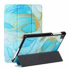 For Samsung Galaxy Tab A7 Lite 8.7 T220/T225 Silk Texture Colored Drawing Pattern Horizontal Flip Magnetic PU Leather Case with Three-folding Holder(Marble Sands Blue) - 1