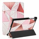 For Samsung Galaxy Tab A7 Lite 8.7 T220/T225 Silk Texture Colored Drawing Pattern Horizontal Flip Magnetic PU Leather Case with Three-folding Holder(Marble Stitching Sand Pink) - 1