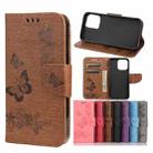 For iPhone 13 Vintage Embossed Floral Butterfly Pattern Horizontal Flip Leather Case with Card Slot & Holder & Wallet & Lanyard(Brown) - 1