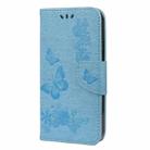 For iPhone 13 Pro Vintage Embossed Floral Butterfly Pattern Horizontal Flip Leather Case with Card Slot & Holder & Wallet & Lanyard (Blue) - 2