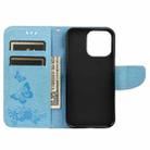 For iPhone 13 Pro Vintage Embossed Floral Butterfly Pattern Horizontal Flip Leather Case with Card Slot & Holder & Wallet & Lanyard (Blue) - 4
