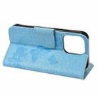 For iPhone 13 Pro Vintage Embossed Floral Butterfly Pattern Horizontal Flip Leather Case with Card Slot & Holder & Wallet & Lanyard (Blue) - 6