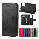 For iPhone 13 mini Butterfly Flower Pattern Horizontal Flip Leather Case with Holder & Card Slots & Wallet (Black) - 1