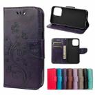 For iPhone 13 Pro Max Butterfly Flower Pattern Horizontal Flip Leather Case with Holder & Card Slots & Wallet (Deep Purple) - 1