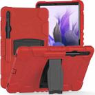 For Samsung Galaxy Tab S7+/ Tab S7 FE / Tab S8+ 3-Layer Protection Screen Frame + PC + Silicone Combination Case with Holder(Red+Black) - 1