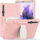 For Samsung Galaxy Tab S7+/ Tab S7 FE / Tab S8+ 3-Layer Protection Screen Frame + PC + Silicone Combination Case with Holder(Cherry Blossoms Pink) - 1