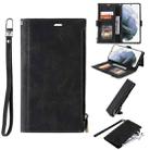 For Samsung Galaxy Note20 Ultra Side Zipper Back Card Horizontal Flip PU Leather Case with Card Slots & Wallet & Photo Frame & Lanyard(Black) - 1