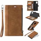 For Samsung Galaxy Note20 Side Zipper Back Card Horizontal Flip PU Leather Case with Card Slots & Wallet & Photo Frame & Lanyard(Brown) - 1
