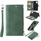 For Samsung Galaxy Note20 Side Zipper Back Card Horizontal Flip PU Leather Case with Card Slots & Wallet & Photo Frame & Lanyard(Green) - 1