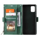 For Samsung Galaxy Note20 Side Zipper Back Card Horizontal Flip PU Leather Case with Card Slots & Wallet & Photo Frame & Lanyard(Green) - 3
