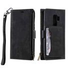 For Samsung Galaxy S9+ Side Zipper Back Card Horizontal Flip PU Leather Case with Card Slots & Wallet & Photo Frame & Lanyard(Black) - 2