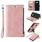 For Samsung Galaxy S10e Side Zipper Back Card Horizontal Flip PU Leather Case with Card Slots & Wallet & Photo Frame & Lanyard(Pink) - 1