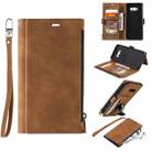 For Samsung Galaxy S10e Side Zipper Back Card Horizontal Flip PU Leather Case with Card Slots & Wallet & Photo Frame & Lanyard(Brown) - 1