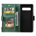 For Samsung Galaxy S10+ Side Zipper Back Card Horizontal Flip PU Leather Case with Card Slots & Wallet & Photo Frame & Lanyard(Green) - 3