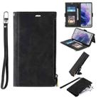 For Samsung Galaxy S21+ 5G Side Zipper Back Card Horizontal Flip PU Leather Case with Card Slots & Wallet & Photo Frame & Lanyard(Black) - 1