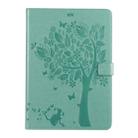 For iPad 10.2 / Pro 10.5 / Air 2019 Pressed Printing Cat and Tree Pattern Horizontal Flip Leather Case with Holder & Card Slots & Wallet(Green) - 1