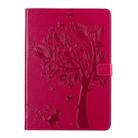 For iPad 10.2 / Pro 10.5 / Air 2019 Pressed Printing Cat and Tree Pattern Horizontal Flip Leather Case with Holder & Card Slots & Wallet(Rose Red) - 1