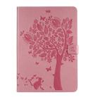 For iPad 10.2 / Pro 10.5 / Air 2019 Pressed Printing Cat and Tree Pattern Horizontal Flip Leather Case with Holder & Card Slots & Wallet(Pink) - 1