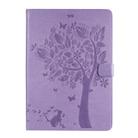 For iPad 10.2 / Pro 10.5 / Air 2019 Pressed Printing Cat and Tree Pattern Horizontal Flip Leather Case with Holder & Card Slots & Wallet(Purple) - 1