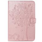 For iPad Mini 2019 & 4 & 3 & 2 & 1 Pressed Printing Cat and Tree Pattern Horizontal Flip Leather Case with Holder & Card Slots & Wallet(Rose Gold) - 1