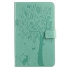 For Galaxy Tab A 8.0 & S Pen (2019) Pressed Printing Cat and Tree Pattern Horizontal Flip Leather Case with Holder & Card Slots & Wallet(Green) - 1