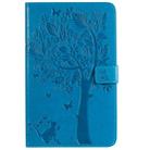 For Galaxy Tab A 8.0 & S Pen (2019) Pressed Printing Cat and Tree Pattern Horizontal Flip Leather Case with Holder & Card Slots & Wallet(Blue) - 1